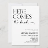 Hier komt de bruid minimalistisch Vrijgezellenfees Kaart (Voorkant)