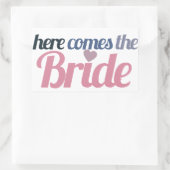 Hier komt de bruid rechthoekige sticker (Tas)