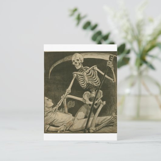 Hier komt de dood! briefkaart (Staand voorkant)