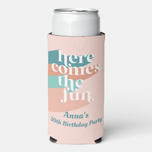 Hier komt de Fun Birthday Bachelorett Koelbox Seltzer Blikjeskoeler (Seltzer Voorkant)