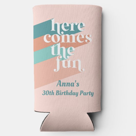 Hier komt de Fun Birthday Bachelorett Koelbox Seltzer Blikjeskoeler (Achterkant)