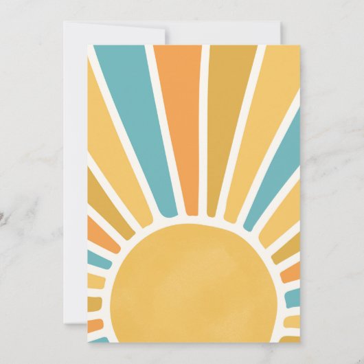 Hier komt de Fun Boho Sunshine Birthday Party Kaart (Achterkant)