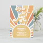 Hier komt de Fun Boho Sunshine Birthday Party Kaart (Staand voorkant)