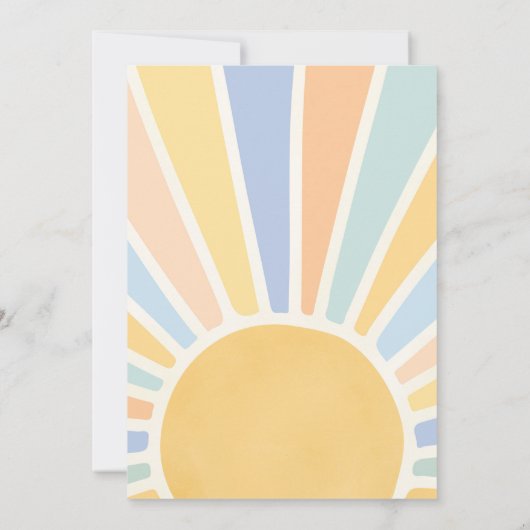 Hier komt de Fun Boho Sunshine Birthday Party Kaart (Achterkant)