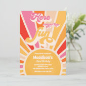 Hier komt de Fun Boho Sunshine Birthday Party Kaart (Staand voorkant)