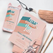 Hier komt de Fun Retro Boho 30ste Verjaardagsfeest Kaart