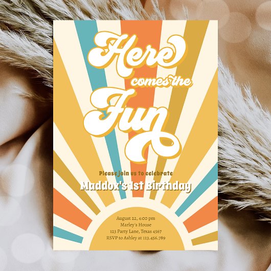 Hier komt de Fun Retro Boho Hippie Boy Birthday Kaart