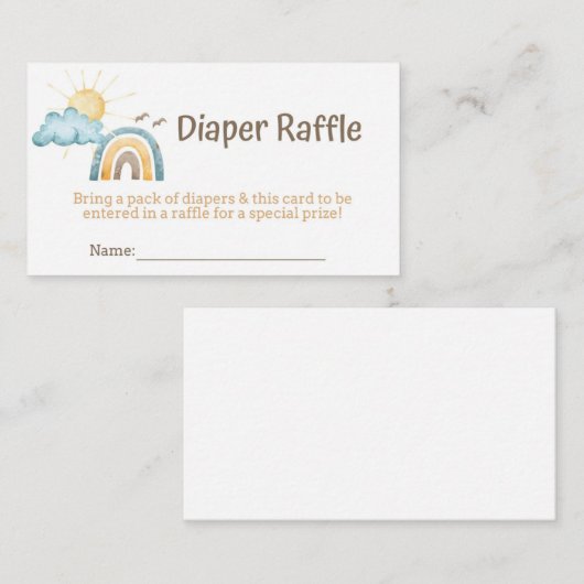 Hier komt de Kaart van Son Diaper Raffle (Voorkant / Achterkant)
