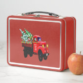 Hier komt de kerstboomwagen van Santa's boerderij. (In situ)