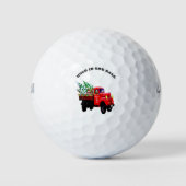 Hier komt de kerstboomwagen van Santa's boerderij. Golfballen (Voorkant)
