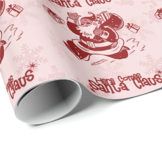 Hier komt de kerstman! cadeaupapier (Rol Hoek)