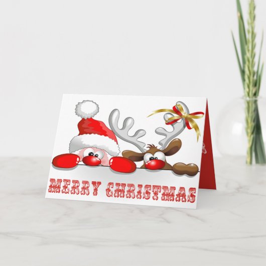 Hier komt de kerstman feestdagen kaart (Voorkant)