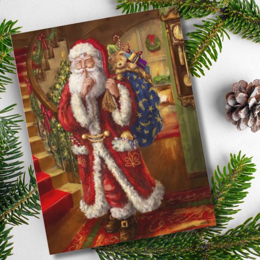 Hier komt de kerstman feestdagenkaart