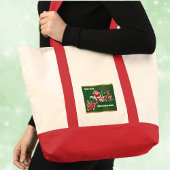 Hier komt de Kerstman op trein snoep Canes Green G Tote Bag