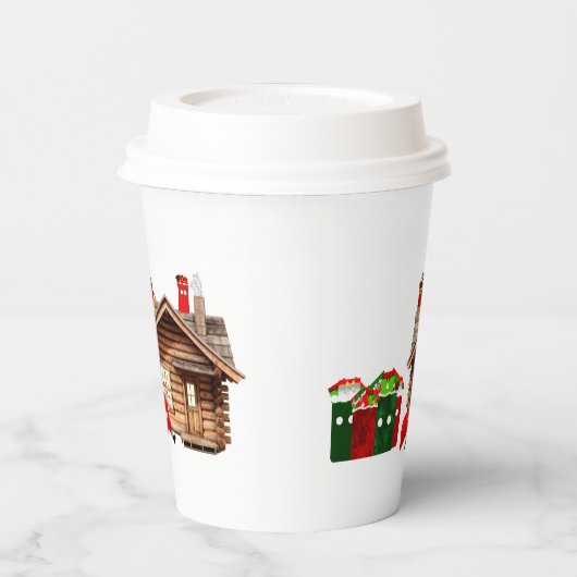 Hier komt de kerstman papieren bekers (Links)