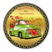 Hier komt de kerstparade van Santa Pws Keramische Knop (Voorkant)