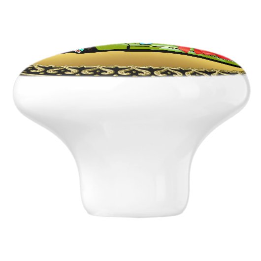 Hier komt de kerstparade van Santa Pws Keramische Knop (Zijkant)