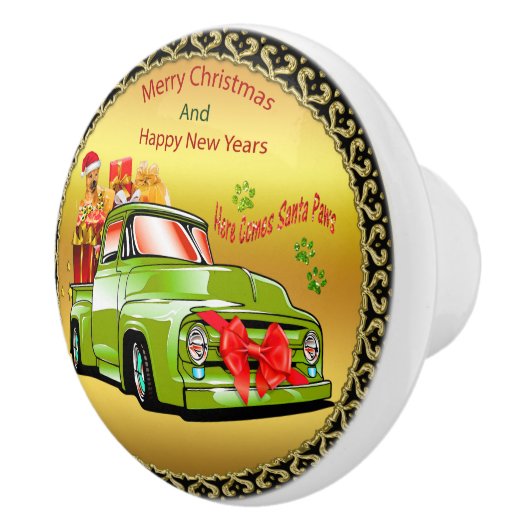 Hier komt de kerstparade van Santa Pws Keramische Knop (Rechts)