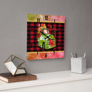 Hier komt de kerstparade van Santa Pws Vierkante Klok