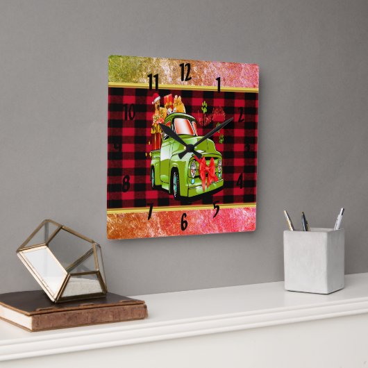 Hier komt de kerstparade van Santa Pws Vierkante Klok (Kantoor)