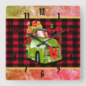 Hier komt de kerstparade van Santa Pws Vierkante Klok (Voorkant)