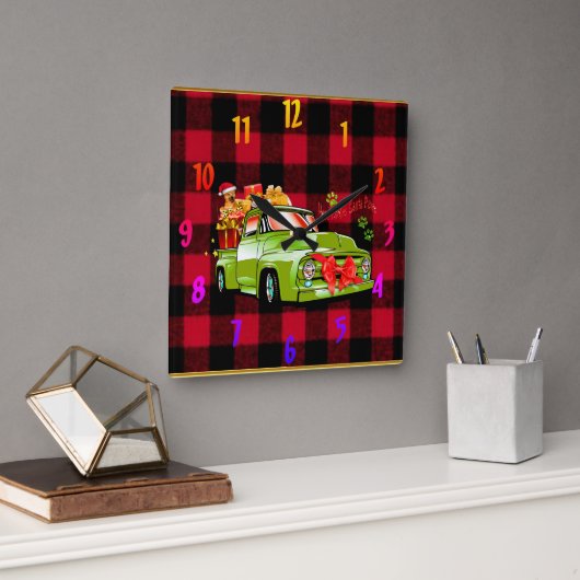 Hier komt de kerstparade van Santa Pws Vierkante Klok (Kantoor)