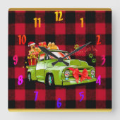 Hier komt de kerstparade van Santa Pws Vierkante Klok (Voorkant)