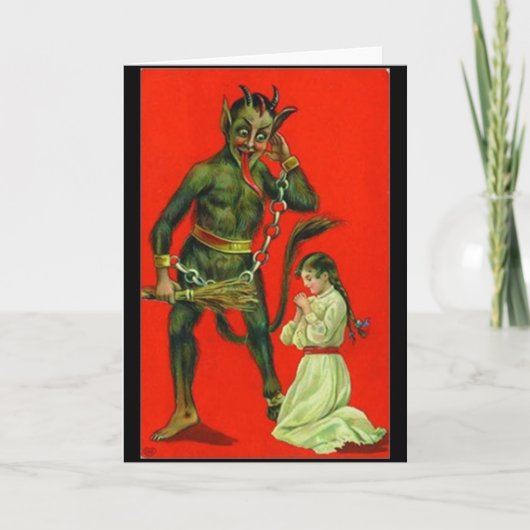 Hier komt de Krampus 1 Feestdagen Kaart (Voorkant)