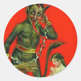 Hier komt de Krampus 1 Ronde Sticker