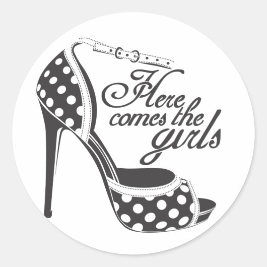 Hier komt de meisjes_SHOE.ai Ronde Sticker (Voorkant)