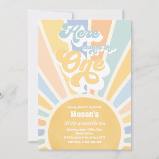 Hier komt de One Boho Sunshine 1e verjaardag Kaart (Voorkant)