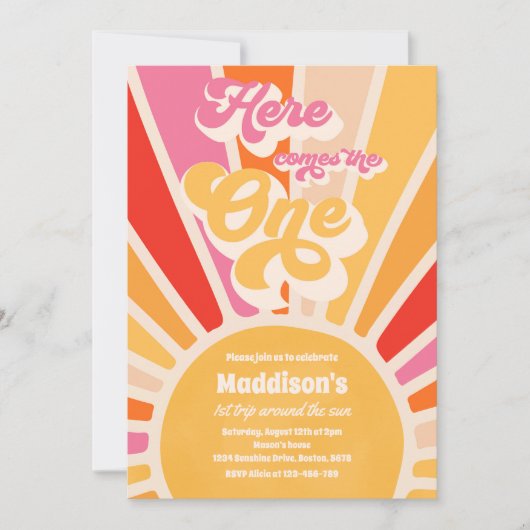 Hier komt de One Boho Sunshine 1e verjaardag Kaart (Voorkant)