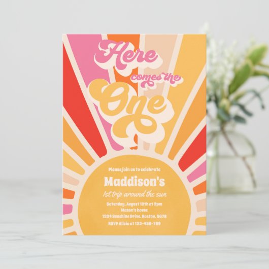 Hier komt de One Boho Sunshine 1e verjaardag Kaart (Staand voorkant)