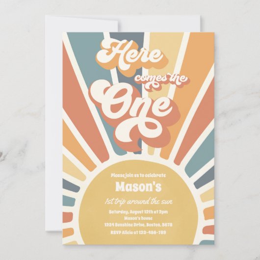 Hier komt de One Boho Sunshine 1e verjaardag Kaart (Voorkant)