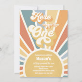 Hier komt de One Boho Sunshine 1e verjaardag Kaart (Voorkant)