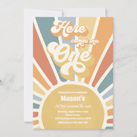 Hier komt de One Boho Sunshine 1e verjaardag Kaart (Voorkant)