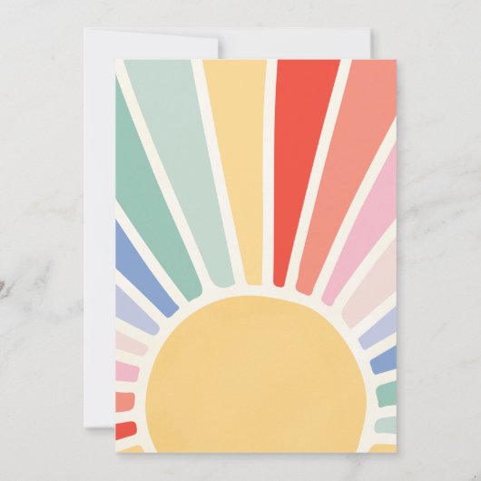 Hier komt de One Boho Sunshine 1e verjaardag Kaart (Achterkant)