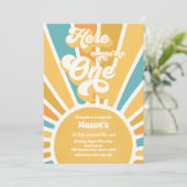 Hier komt de One Boho Sunshine 1e verjaardag Kaart (Staand voorkant)