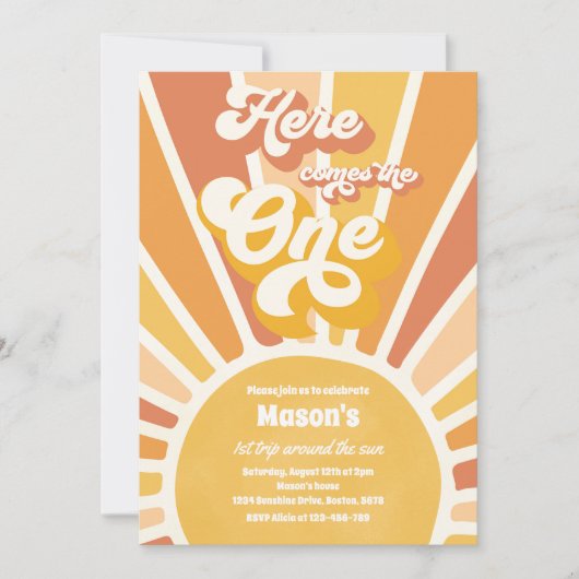 Hier komt de One Boho Sunshine 1e verjaardag Kaart (Voorkant)