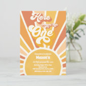 Hier komt de One Boho Sunshine 1e verjaardag Kaart (Staand voorkant)