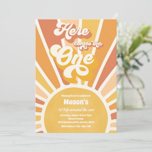 Hier komt de One Boho Sunshine 1e verjaardag Kaart (Staand voorkant)