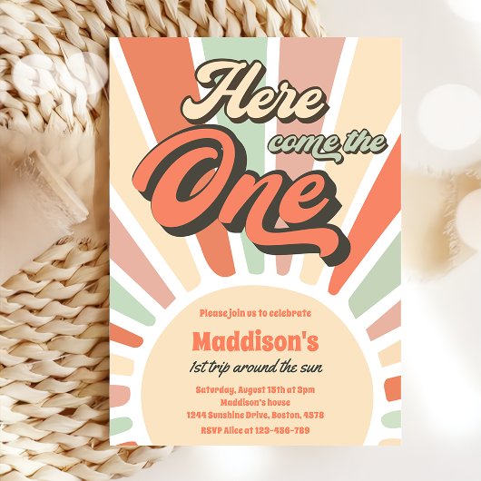 Hier komt de One Sunshine 1e Verjaardag Kaart