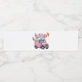"Hier Komt de Schep! Roze IJscowagen Waterfles Etiket (Enkel label)