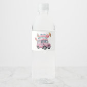 "Hier Komt de Schep! Roze IJscowagen Waterfles Etiket (Voorkant)