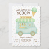 Hier komt de scoop | Mint Green Ice Cream Truck Kaart (Voorkant)