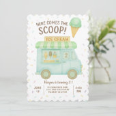 Hier komt de scoop | Mint Green Ice Cream Truck Kaart (Staand voorkant)
