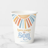 Hier komt de Son aangepaste tekst Boho Baby shower Papieren Bekers (Achterkant)