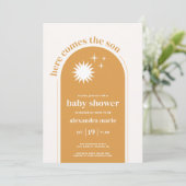 Hier komt de Son Baby Boy Shower Uitnodiging (Staand voorkant)