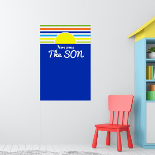 Hier komt de Son Baby shower Achtergrond & Aanmeld Poster