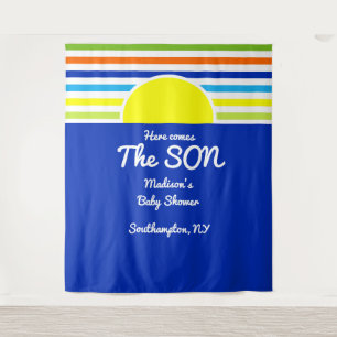 Hier komt de Son Baby shower achtergrond Wandkleed